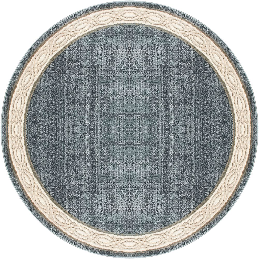 Dynamic Rugs 1770-590 Yazd 5.3 Ft. X 5.3 Ft. Round Rug in Blue/Grey